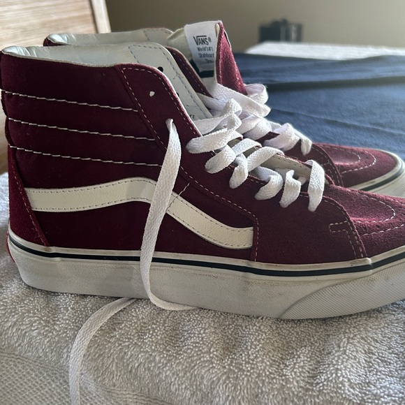 Vans Burgundy Suede Old Skool High Tops - Size 5.5 Men’s and 7 Women’s - Picture 11 of 11